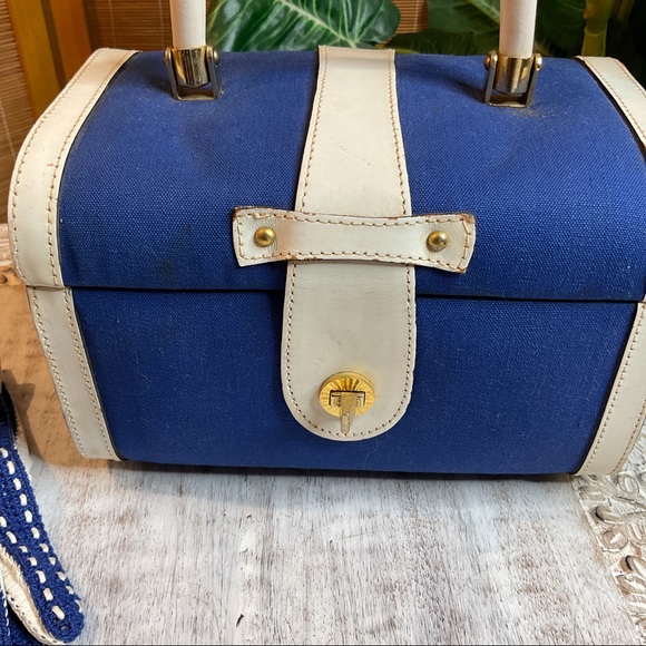 Vintage 1950s Tano Fabric and Leather Box Purse - Picture 3 of 15